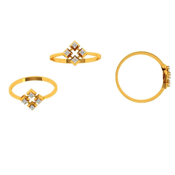 18KT (750) Yellow Gold And Diamond Ring For Women