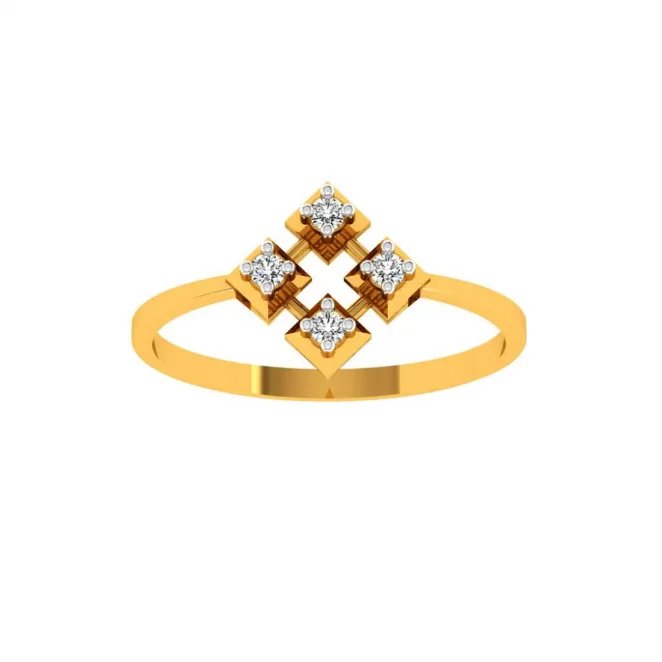 18KT (750) Yellow Gold And Diamond Ring For Women