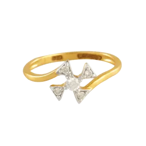 18KT (750) Yellow Gold And Diamond Ring For Women