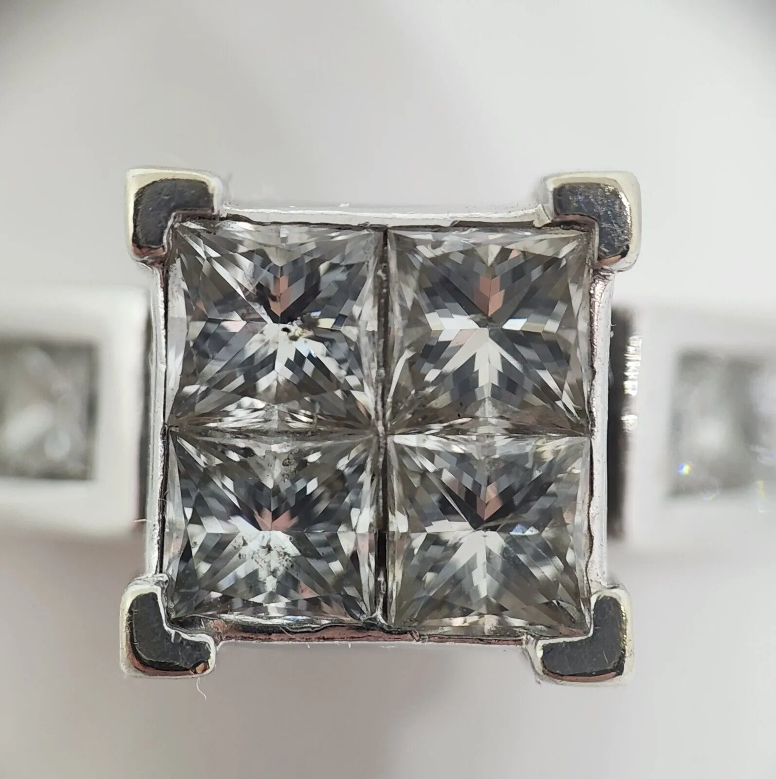 1.9ct tw Quad Princess-cut Diamond Engagement Ring 14k White Gold, Size 10