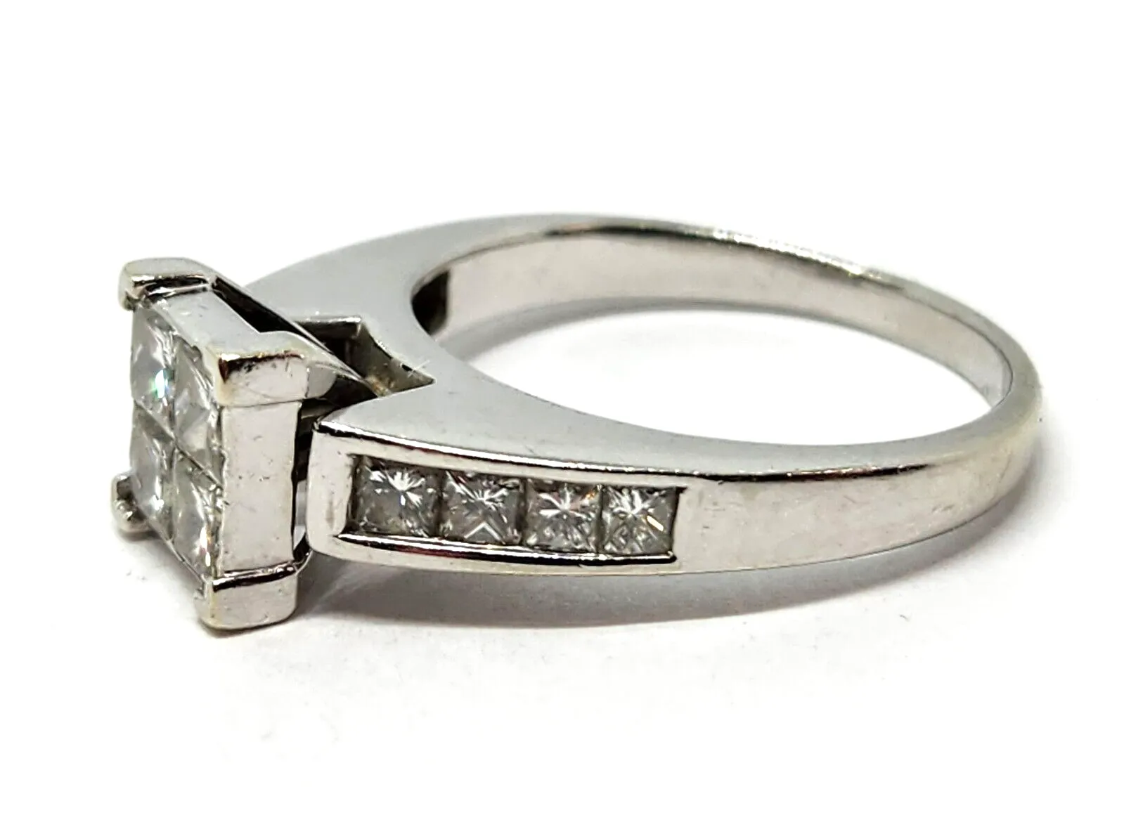 1.9ct tw Quad Princess-cut Diamond Engagement Ring 14k White Gold, Size 10