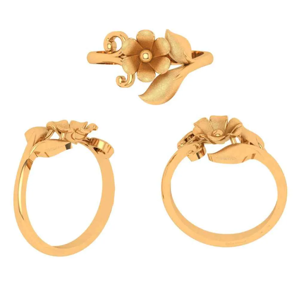 22k Floral Themed Gold Rings Design For Women