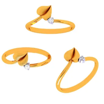 22k Leaf Motif Romance Gold Ring
