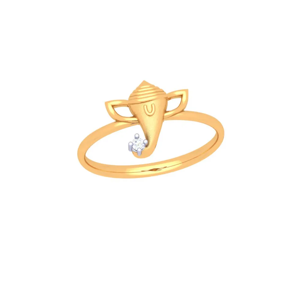 22k Lord Ganesha Gold Ring With Yellow Gem From Goldites Collection