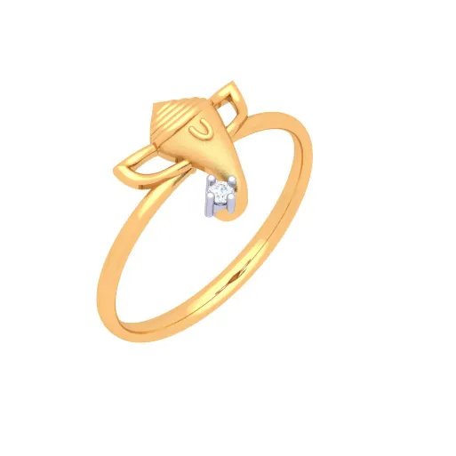 22k Lord Ganesha Gold Ring With Yellow Gem From Goldites Collection