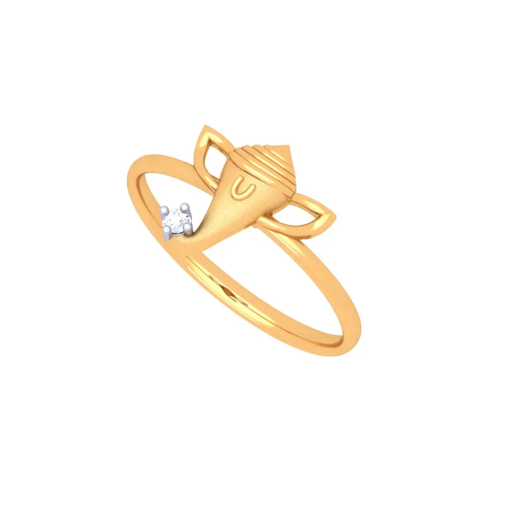 22k Lord Ganesha Gold Ring With Yellow Gem From Goldites Collection