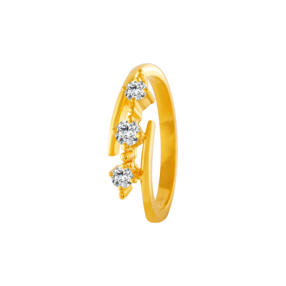 22KT Yellow Gold And American Diamond Ring For Women