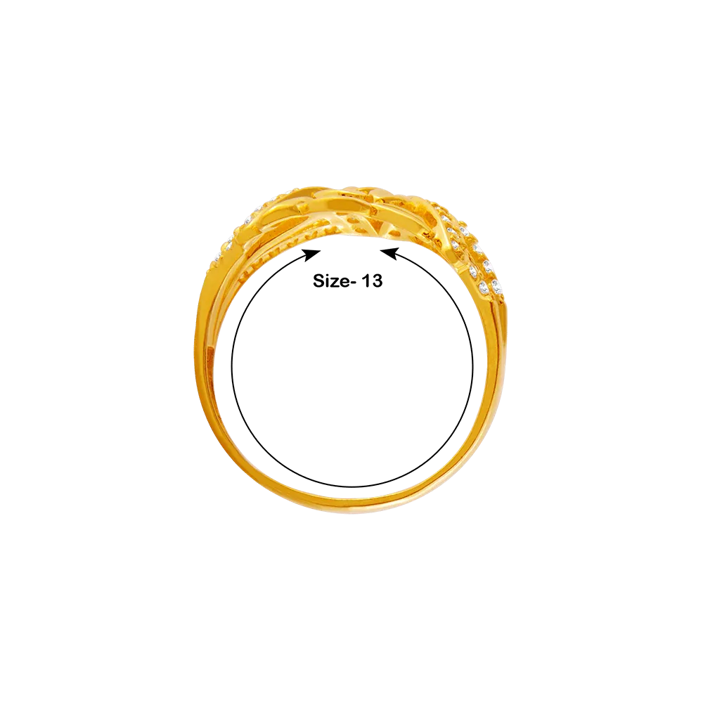 22KT Yellow Gold And American Diamond Ring For Women