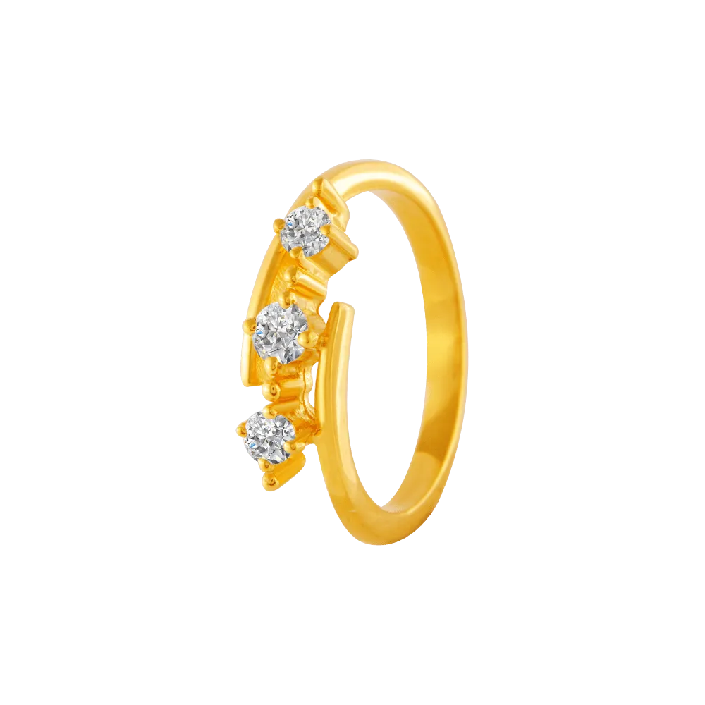 22KT Yellow Gold And American Diamond Ring For Women