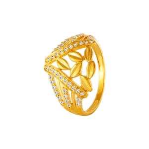 22KT Yellow Gold And American Diamond Ring For Women