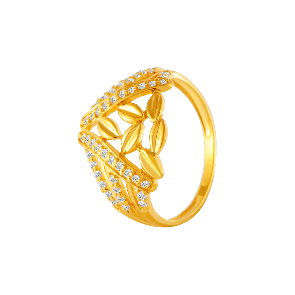 22KT Yellow Gold And American Diamond Ring For Women