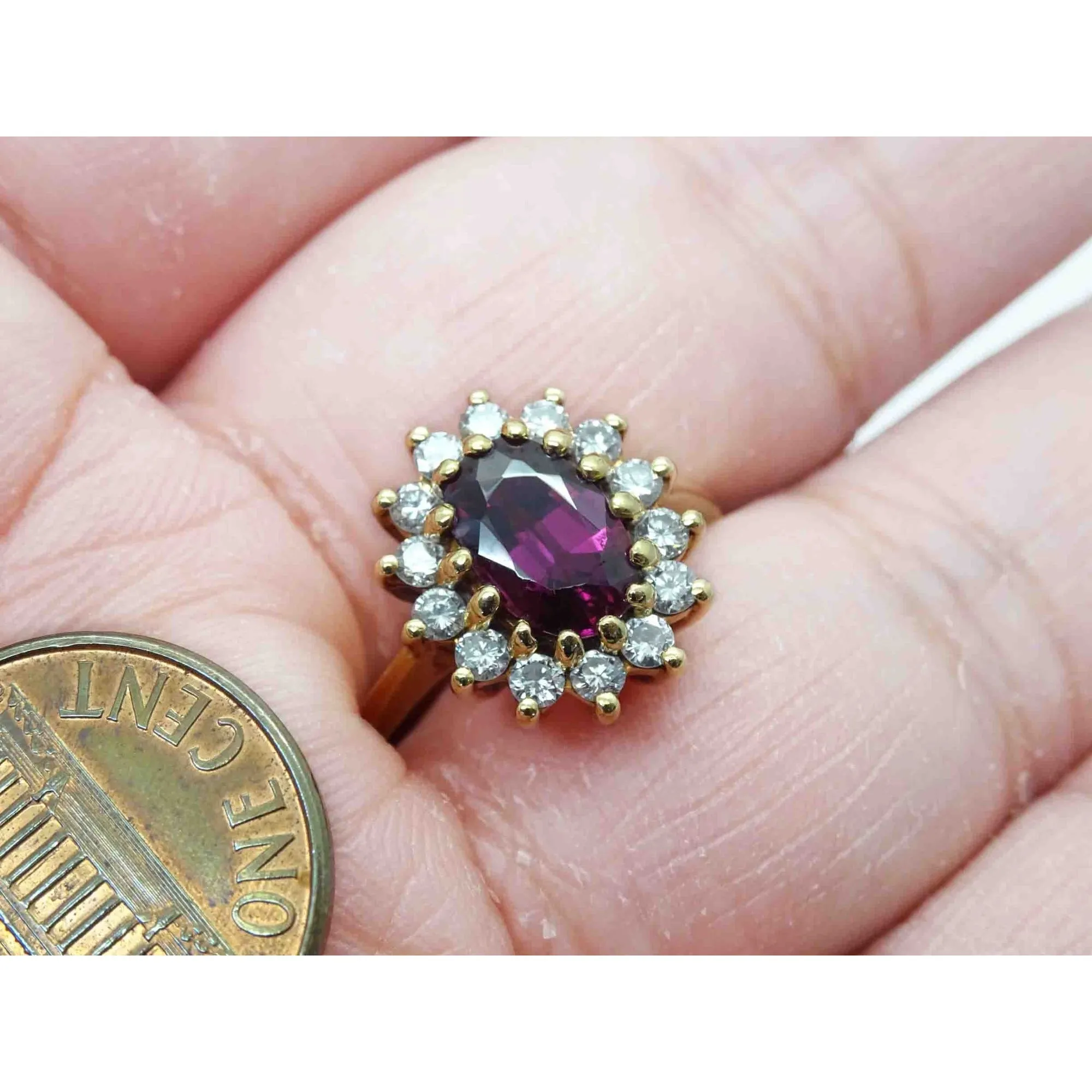 2.39 ctw Oval Natural Ruby & Diamond Halo Band Ring 14k Gold Size 9.25