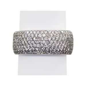 2.5 ctw Natural Diamond Pave Band Ring 18k White Gold Size 5.5