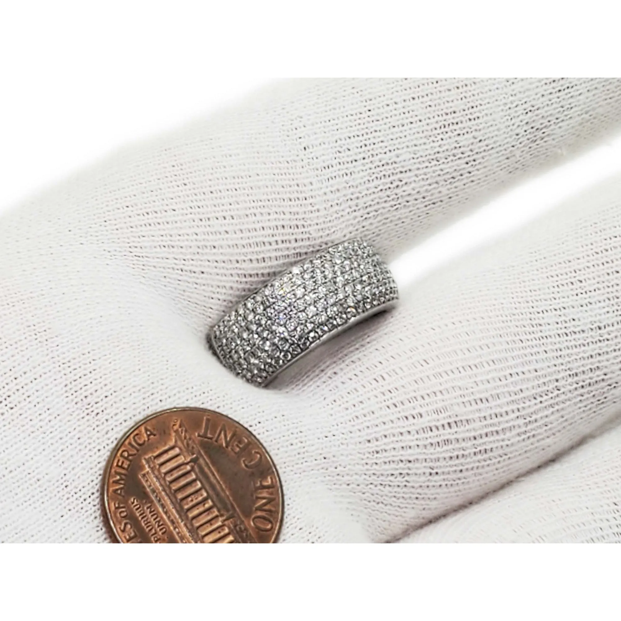 2.5 ctw Natural Diamond Pave Band Ring 18k White Gold Size 5.5