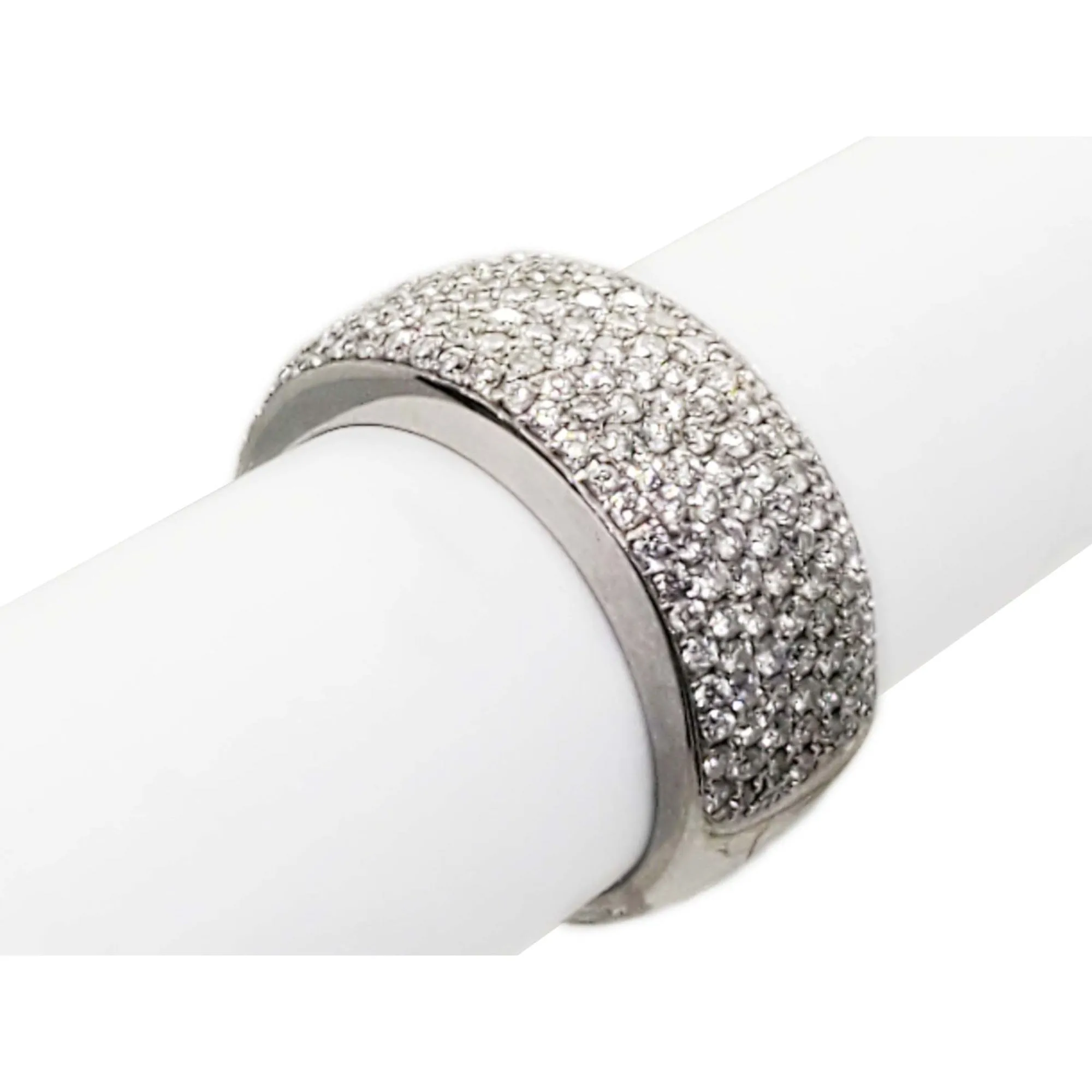 2.5 ctw Natural Diamond Pave Band Ring 18k White Gold Size 5.5