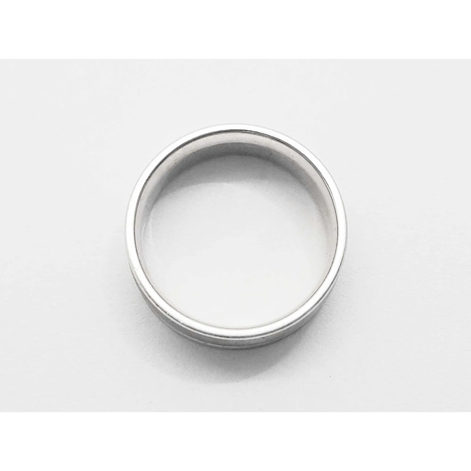 7mm Wide Brushed Milgrain Inlay Band Ring 14k White Gold Size 8