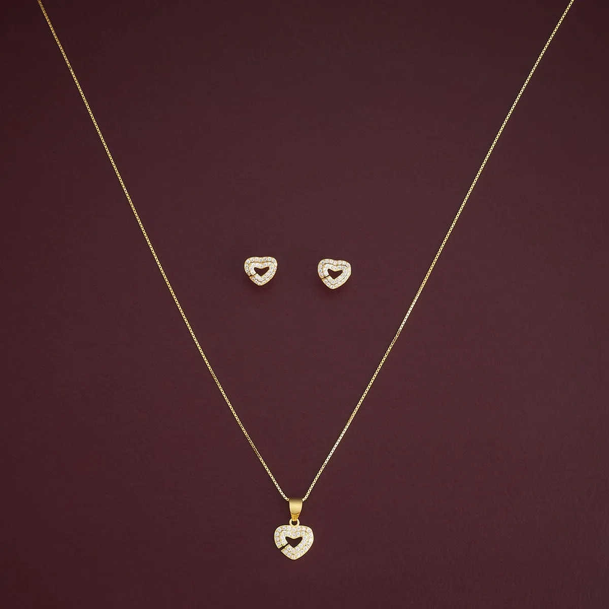 92.5 Silver Pendant with Chain and Earring Set  182935