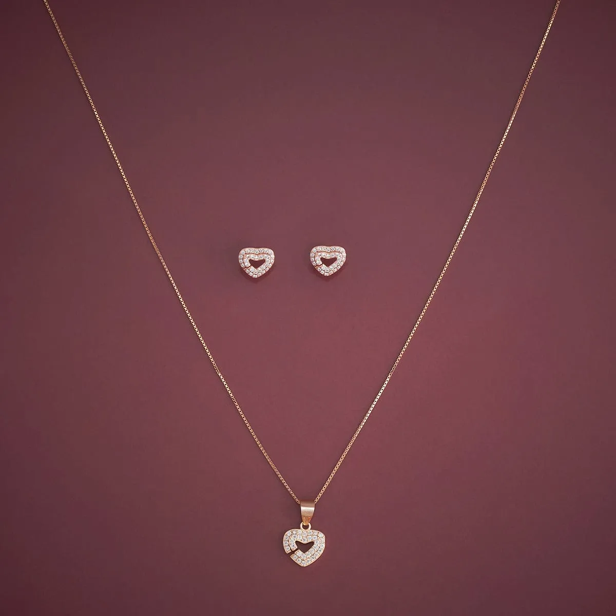 92.5 Silver Pendant with Chain and Earring Set  182935
