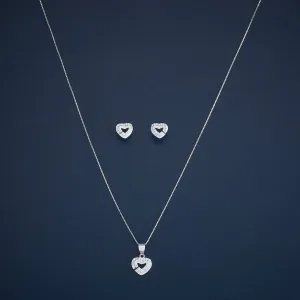 92.5 Silver Pendant with Chain and Earring Set  182935