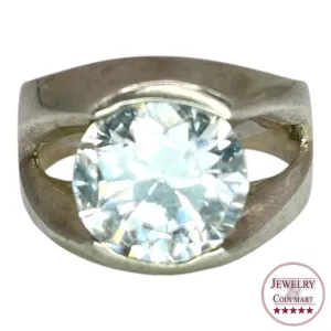 925 Sterling Silver Round Cut CZ Ring Size 9 Chunky Engagement Wedding