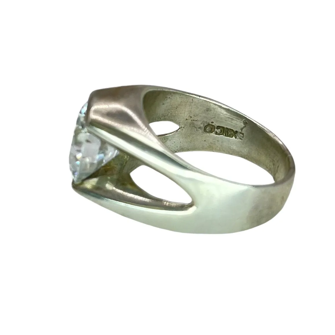 925 Sterling Silver Round Cut CZ Ring Size 9 Chunky Engagement Wedding