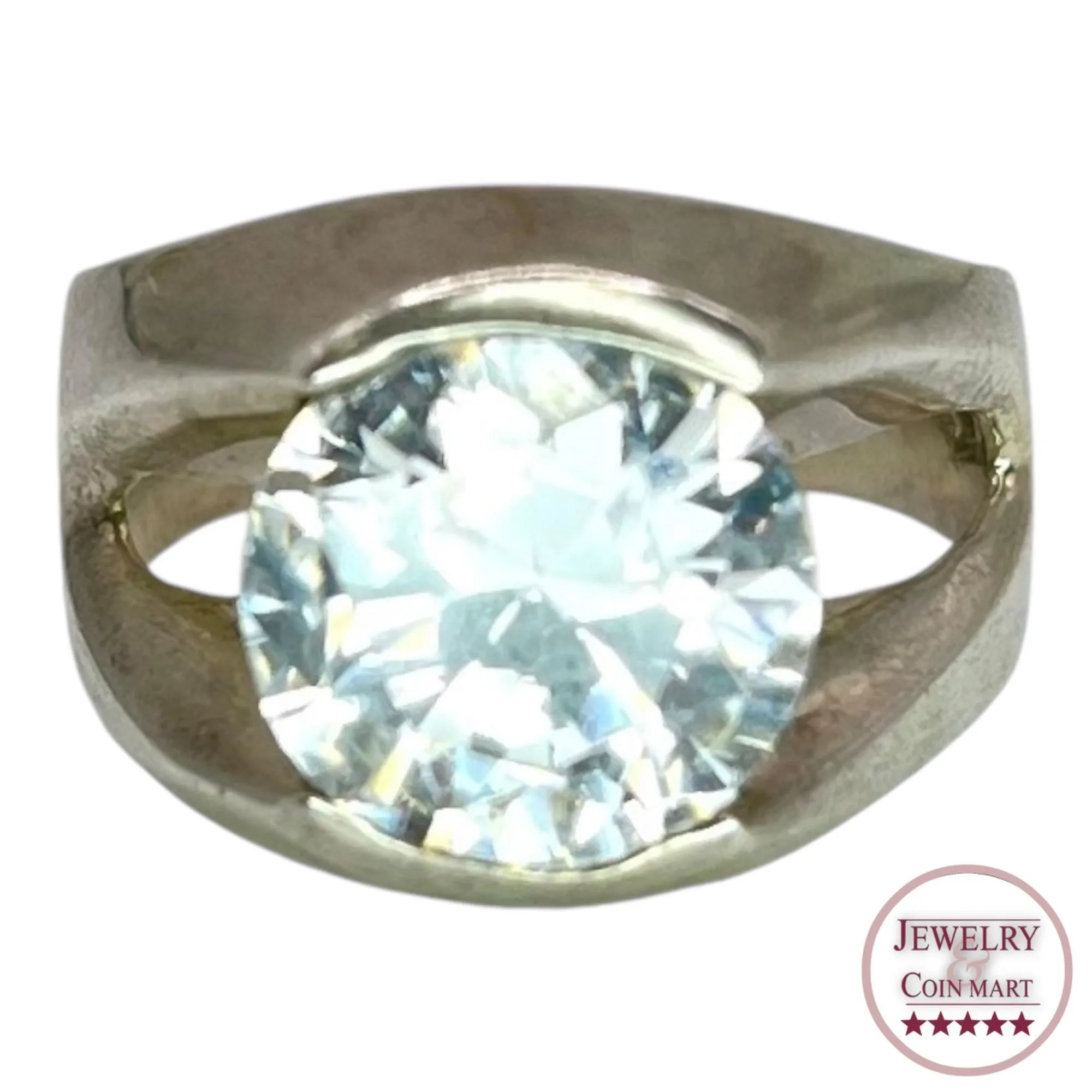 925 Sterling Silver Round Cut CZ Ring Size 9 Chunky Engagement Wedding