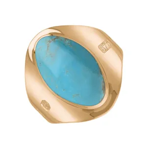 9ct Rose Gold Turquoise Hallmark Small Oval Ring