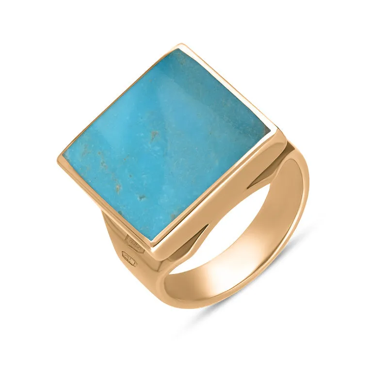 9ct Rose Gold Turquoise Hallmark Small Square Ring