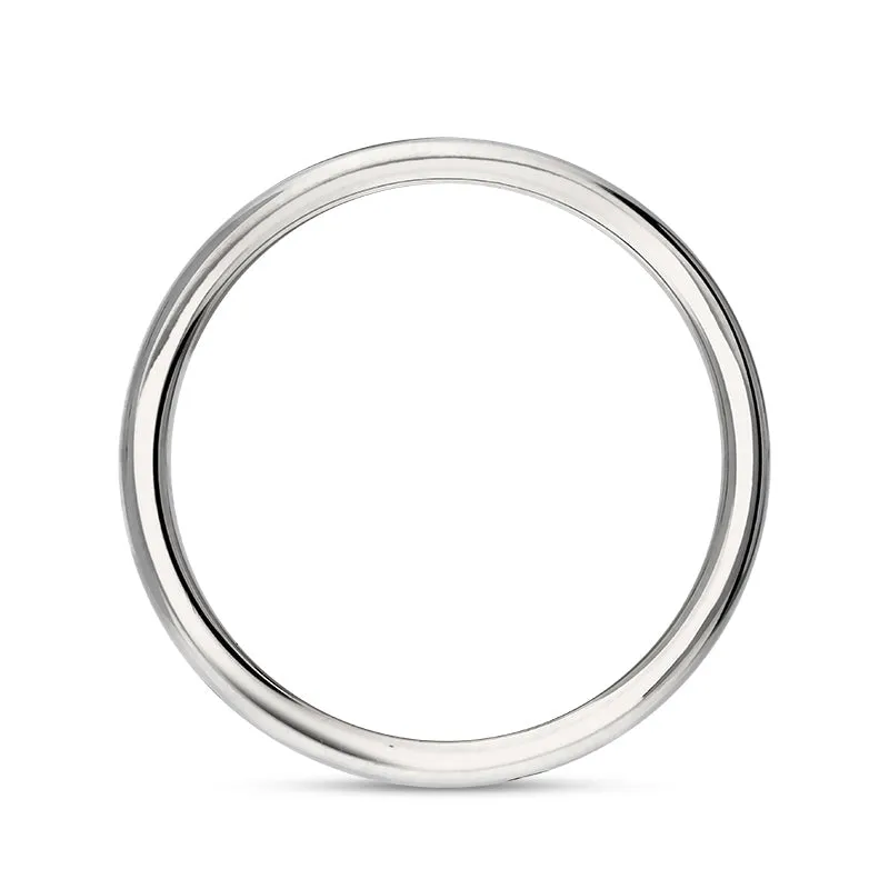 9ct White Gold Whitby Jet Queen's Jubilee Hallmark 6mm Ring D