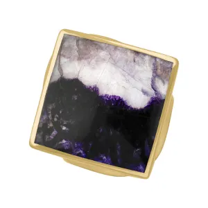 9ct Yellow Gold Blue John Hallmark Medium Rhombus Ring