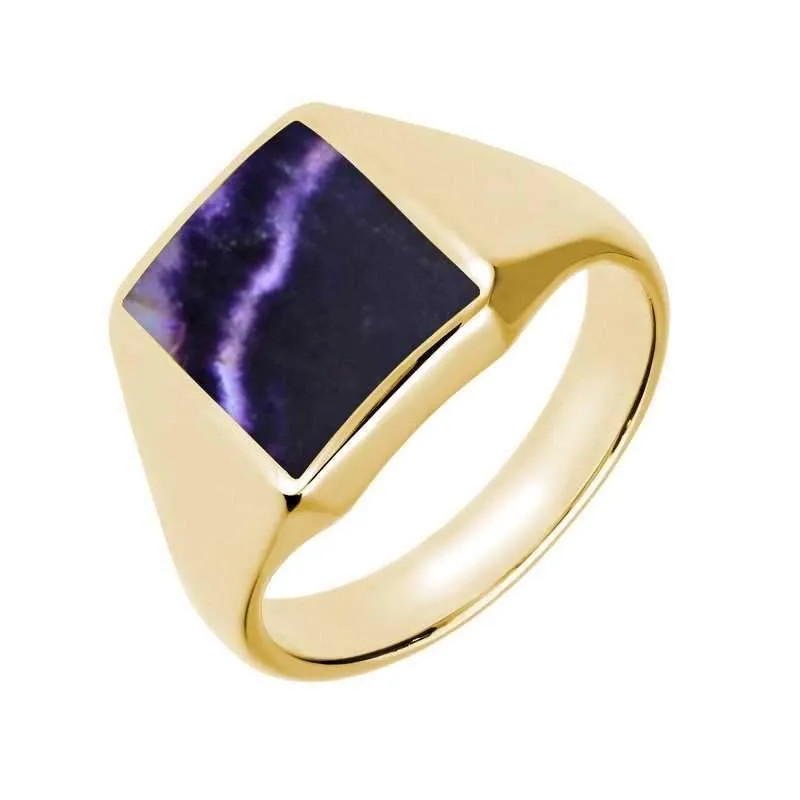 9ct Yellow Gold Blue John Oblong Signet Ring