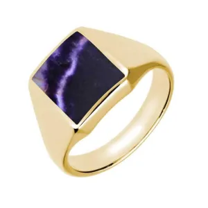 9ct Yellow Gold Blue John Oblong Signet Ring