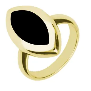 9ct Yellow Gold Whitby Jet Framed Marquise Ring