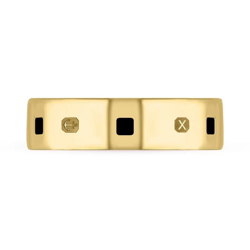9ct Yellow Gold Whitby Jet Queen's Jubilee Hallmark Princess Cut 6mm Ring D