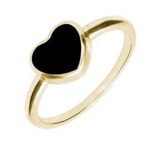 9ct Yellow Gold Whitby Jet Single Heart Ring