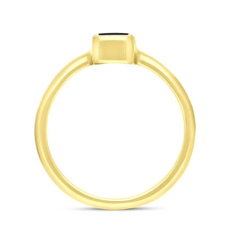 9ct Yellow Gold Whitby Jet Slim Oblong Ring