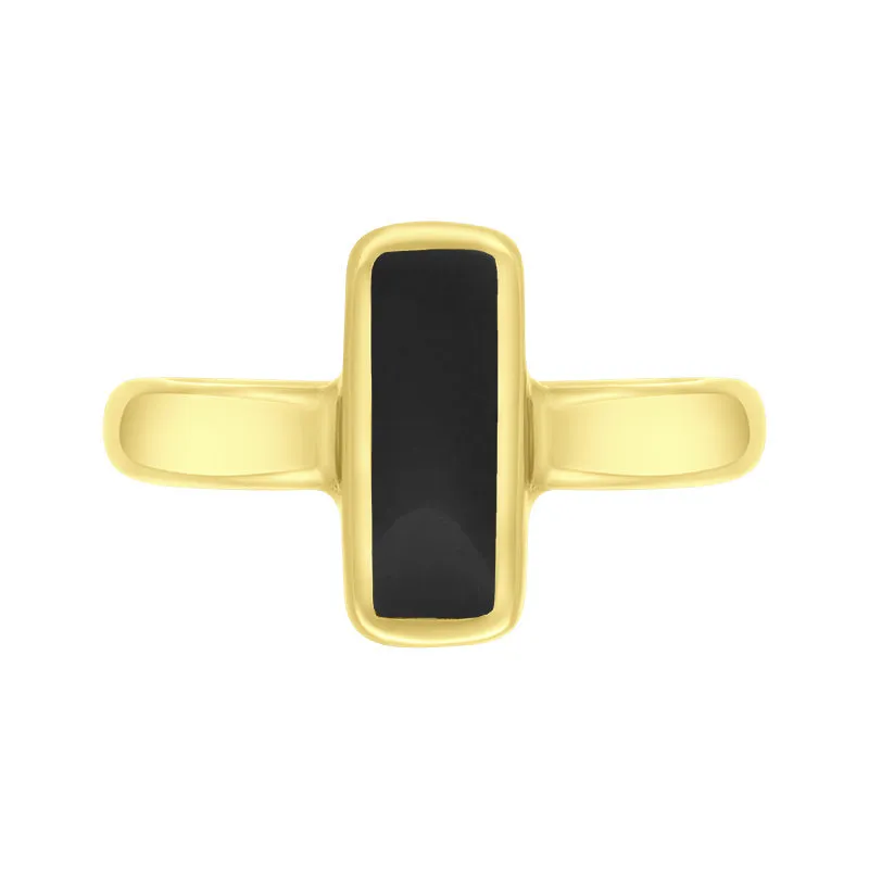 9ct Yellow Gold Whitby Jet Slim Oblong Ring