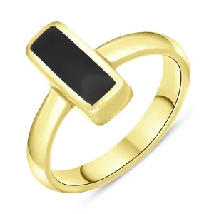 9ct Yellow Gold Whitby Jet Slim Oblong Ring
