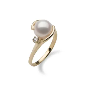 Akoya Pearl Ring in Gold with Diamond - 8mm