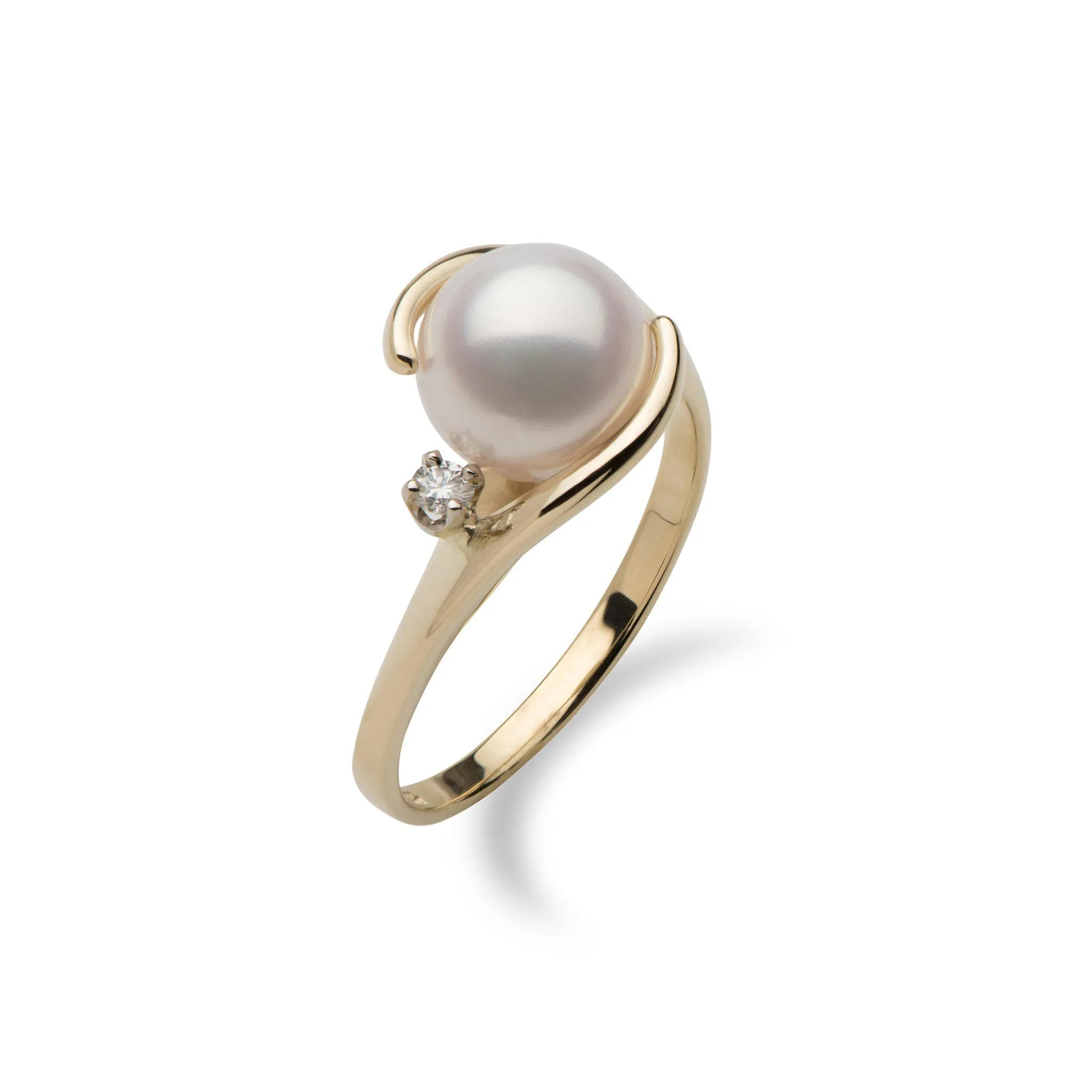 Akoya Pearl Ring in Gold with Diamond - 8mm