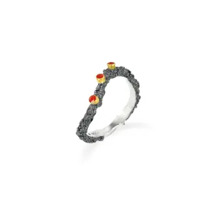 Apostolos Wavy Ring with Three Rubies
