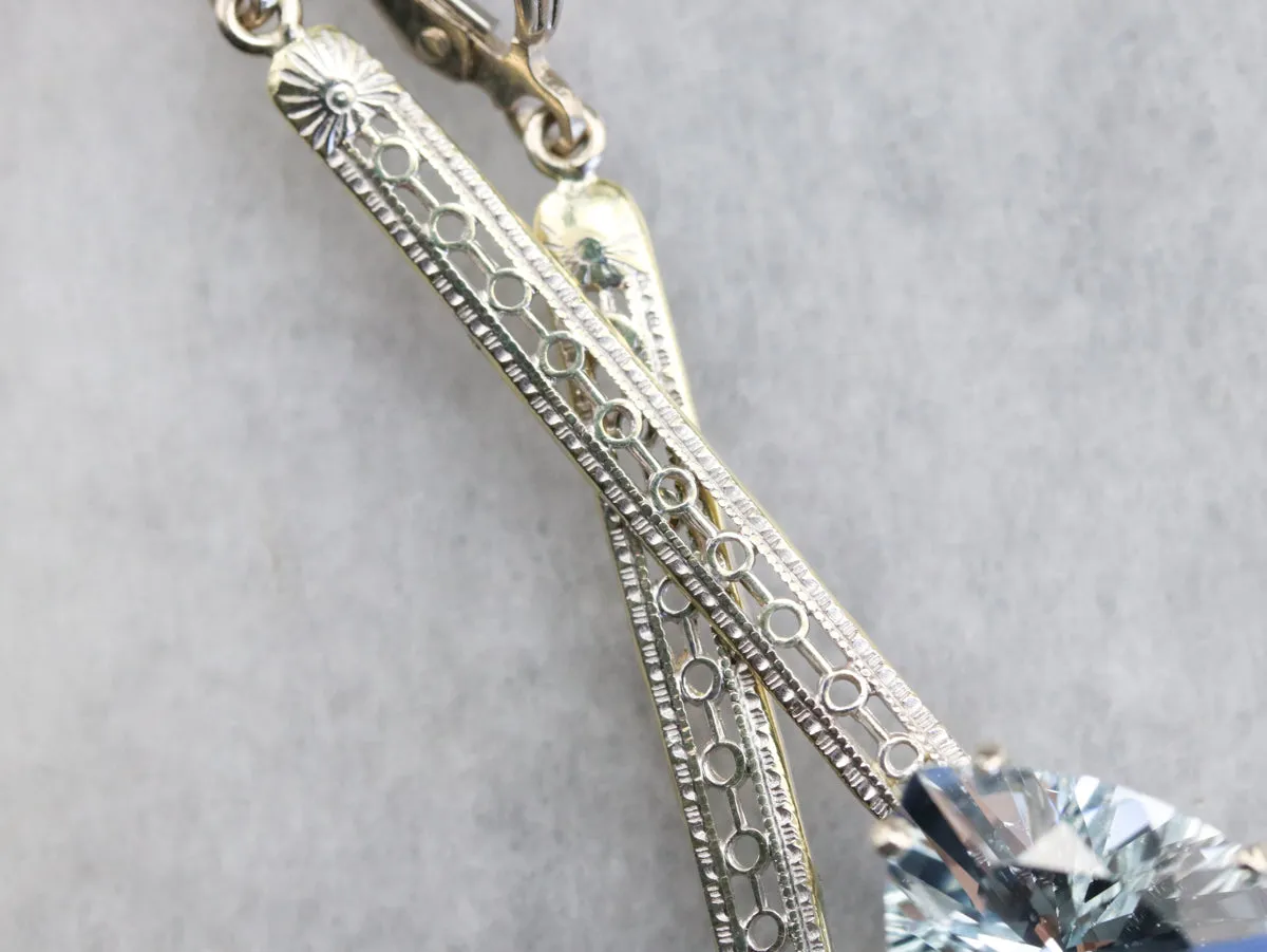 Aquamarine Trillion Cut Drop Earrings