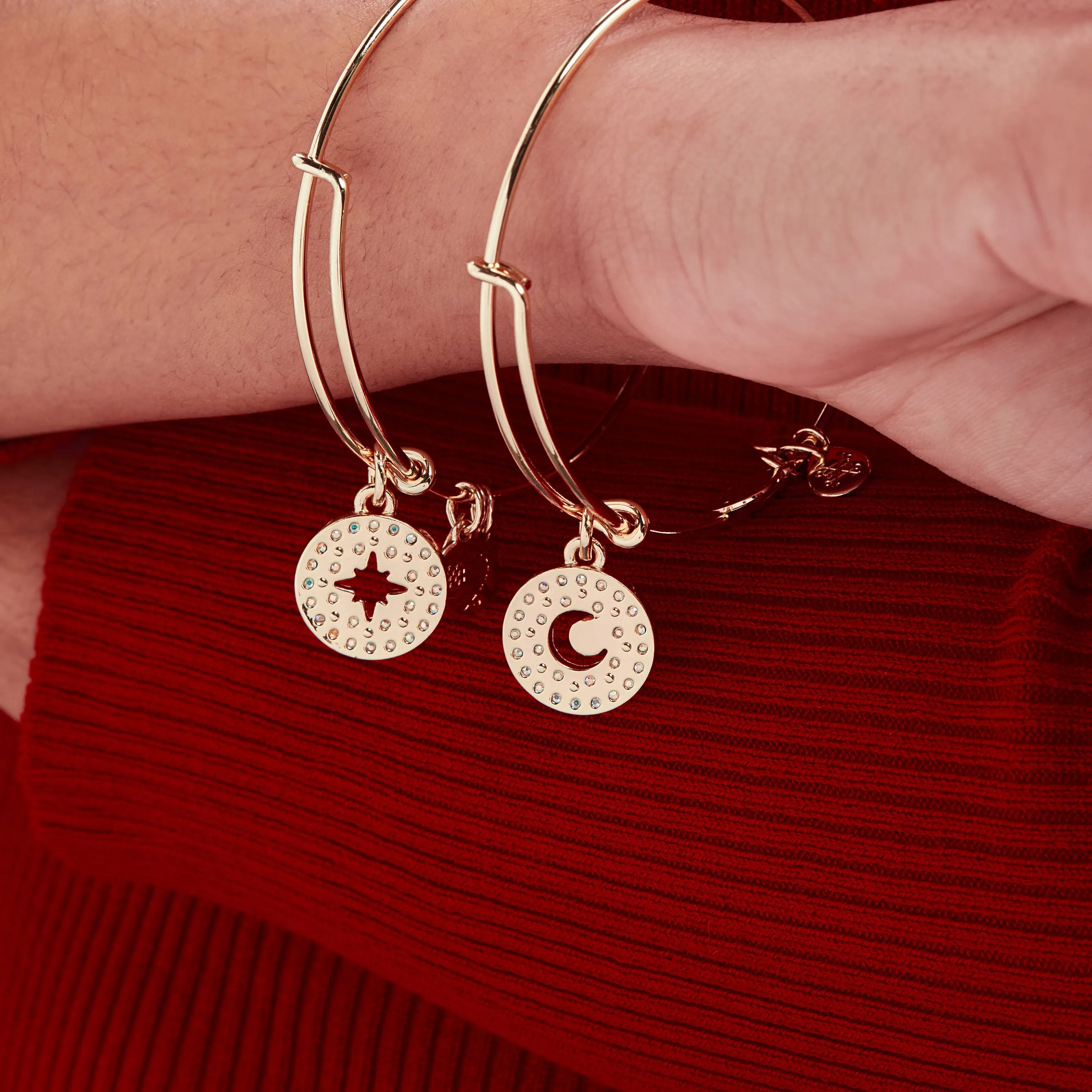 Best Friends Moon   Star Charm Bangle, Set of 2