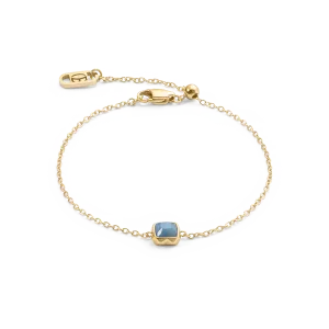 Birthstone March Bracelet Blue Aventurine Gold