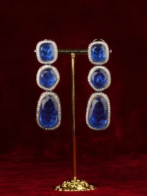 Blue Color Faux Diamond Earrings - CZEAR605BL
