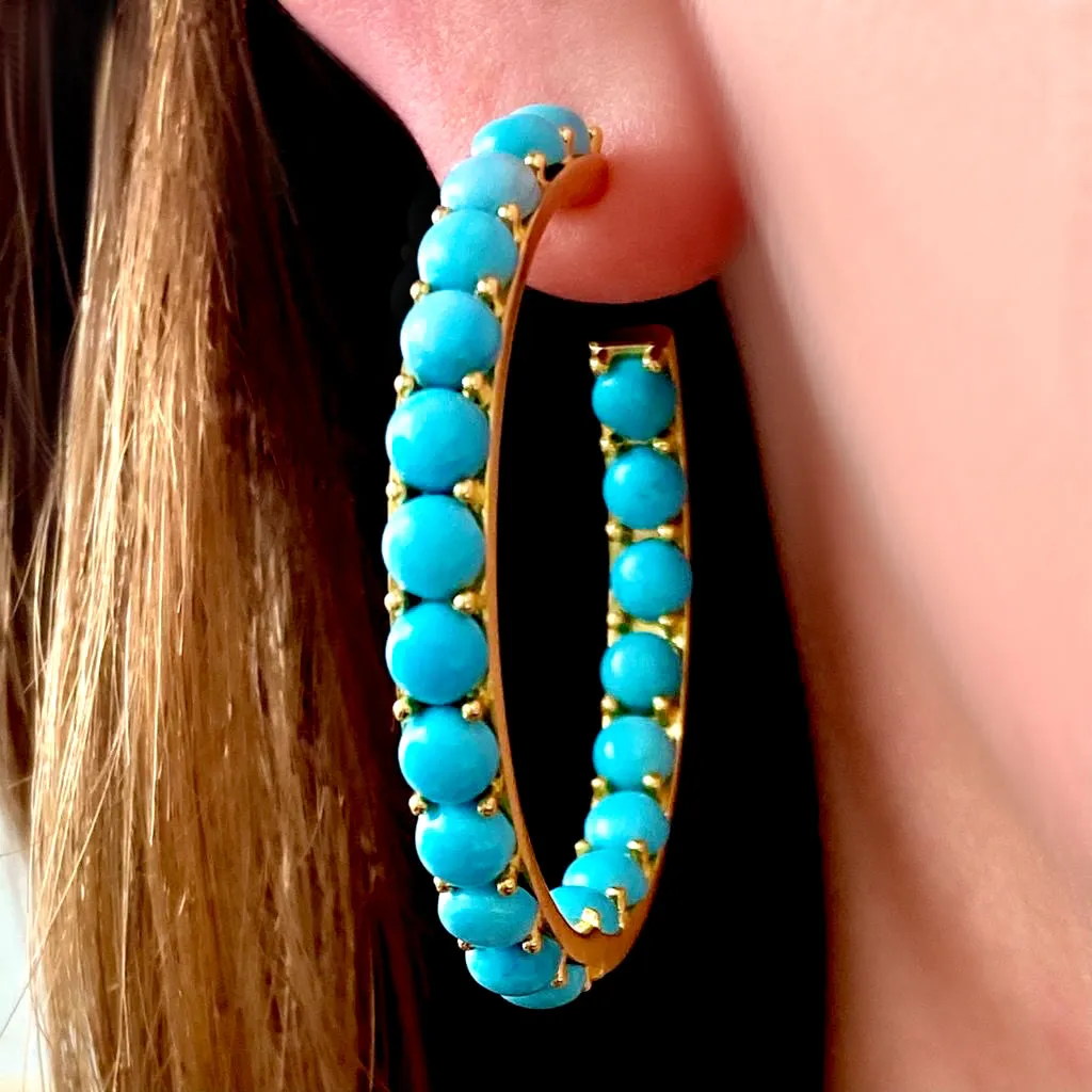 Blue Turquoise Inside Out Hoops