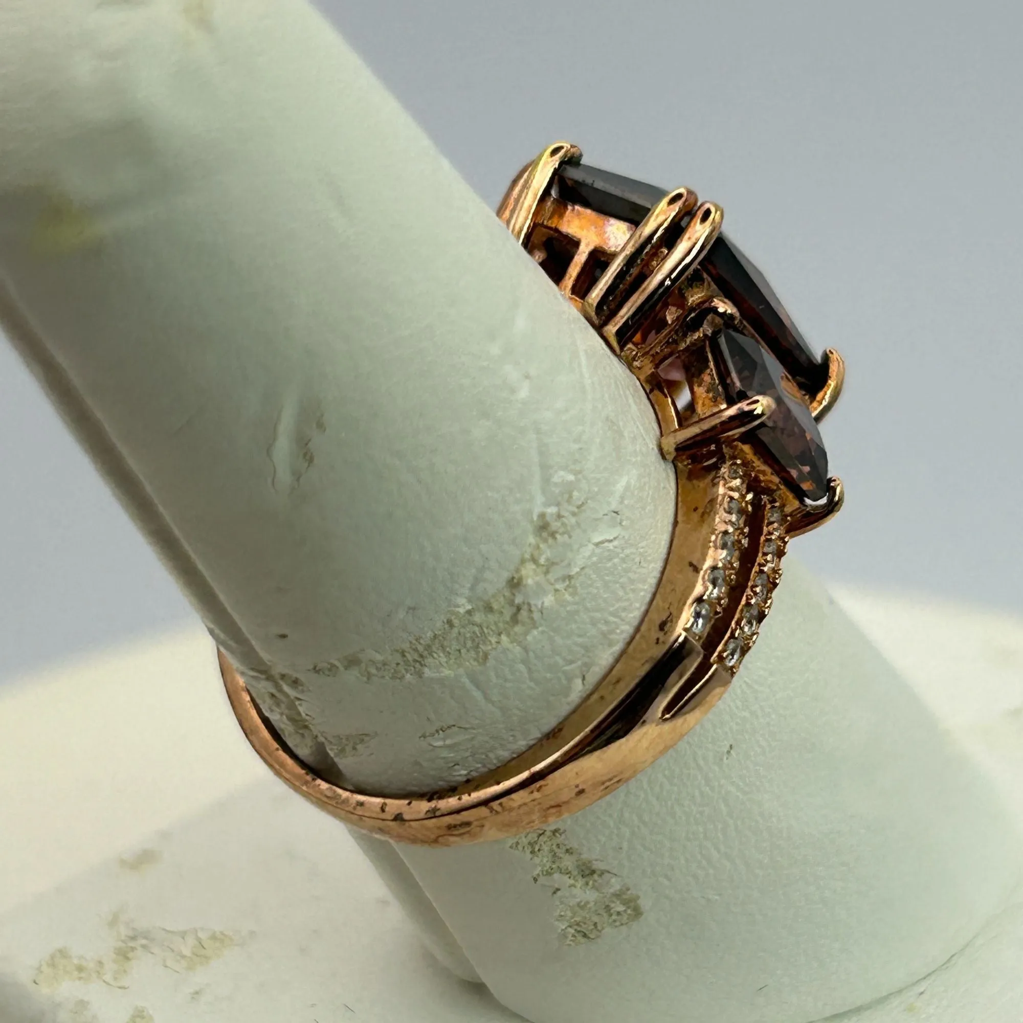 Blush And White Cubic Zirconia 18k Rose Gold Over Silver Ring 9.75ctw SIZE 8