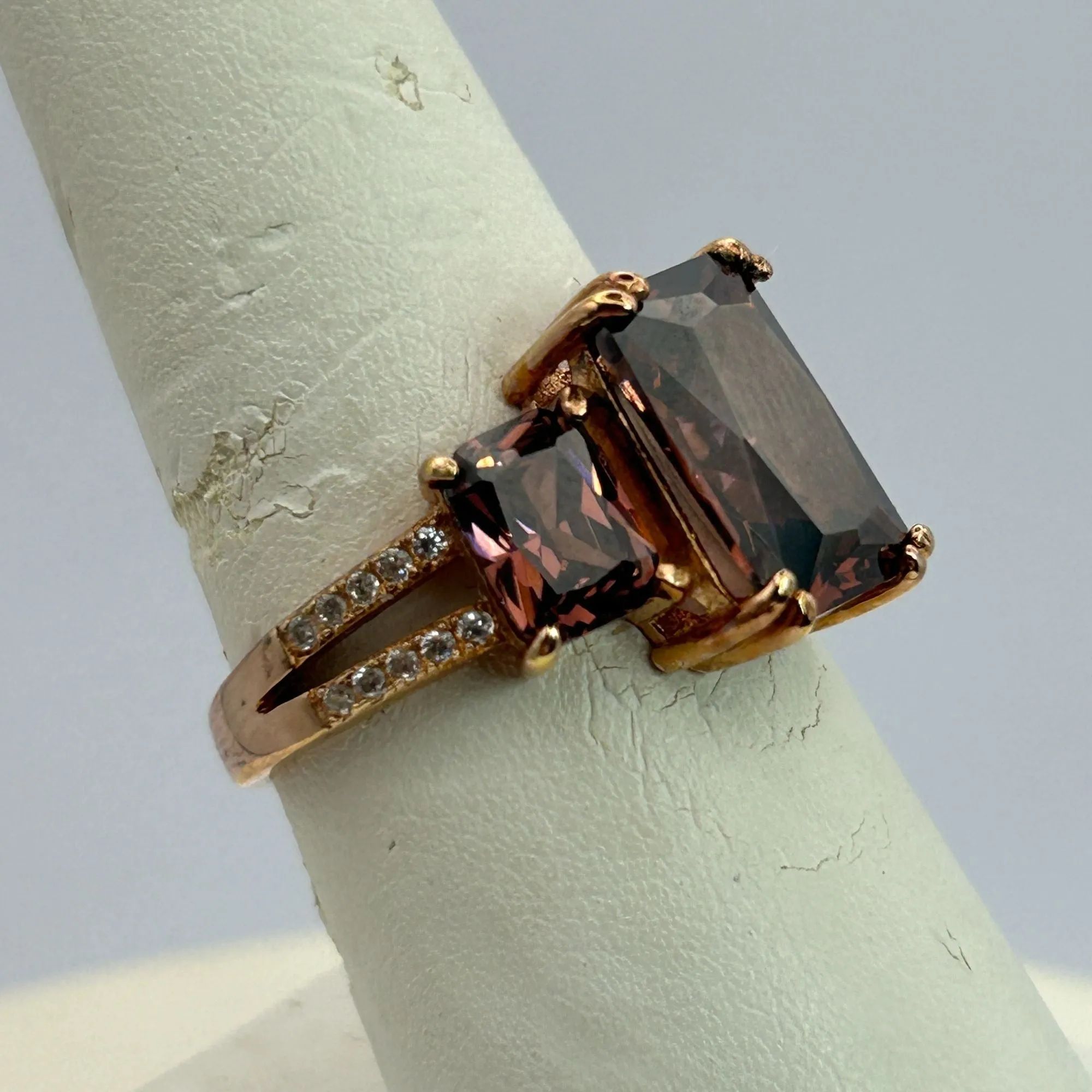 Blush And White Cubic Zirconia 18k Rose Gold Over Silver Ring 9.75ctw SIZE 8