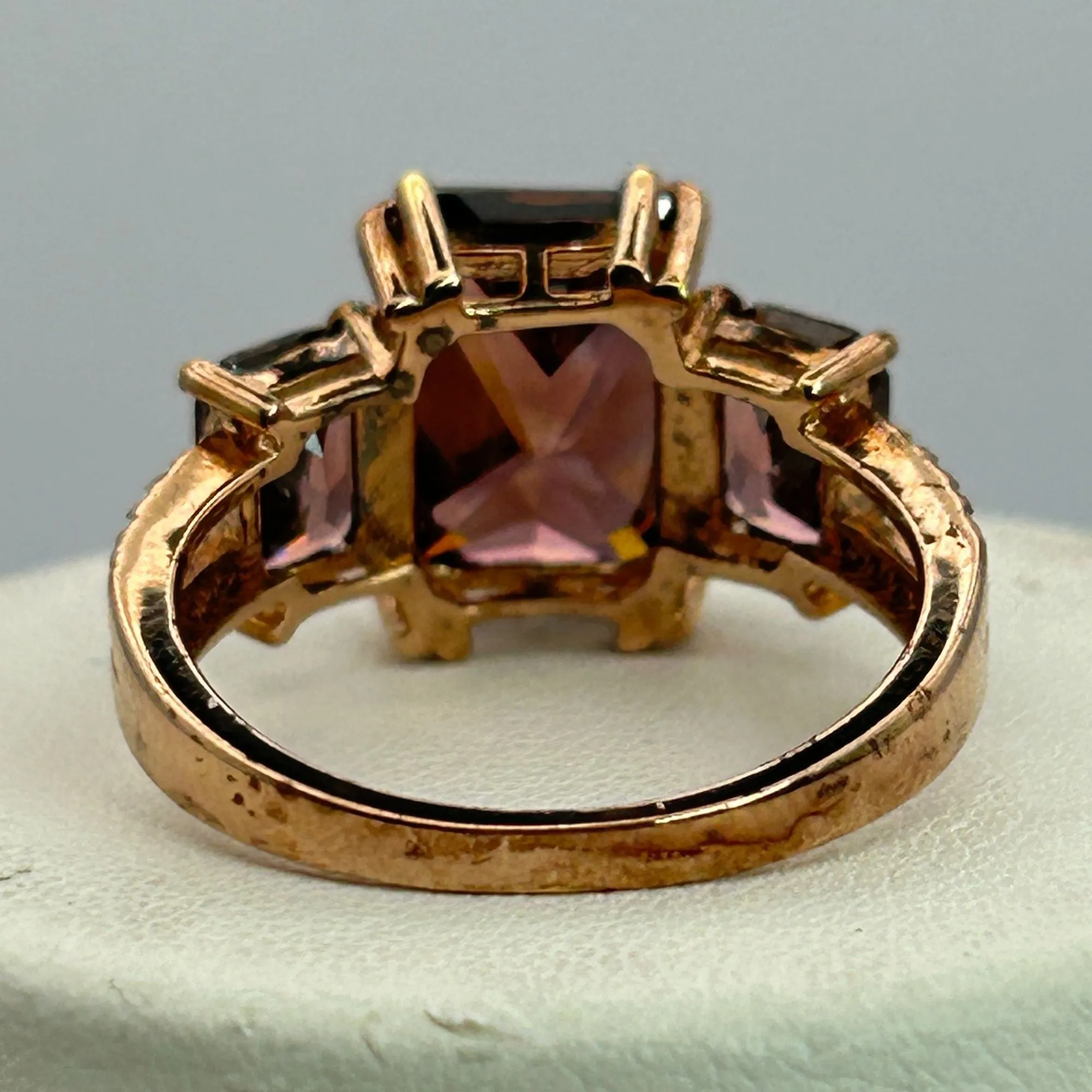 Blush And White Cubic Zirconia 18k Rose Gold Over Silver Ring 9.75ctw SIZE 8