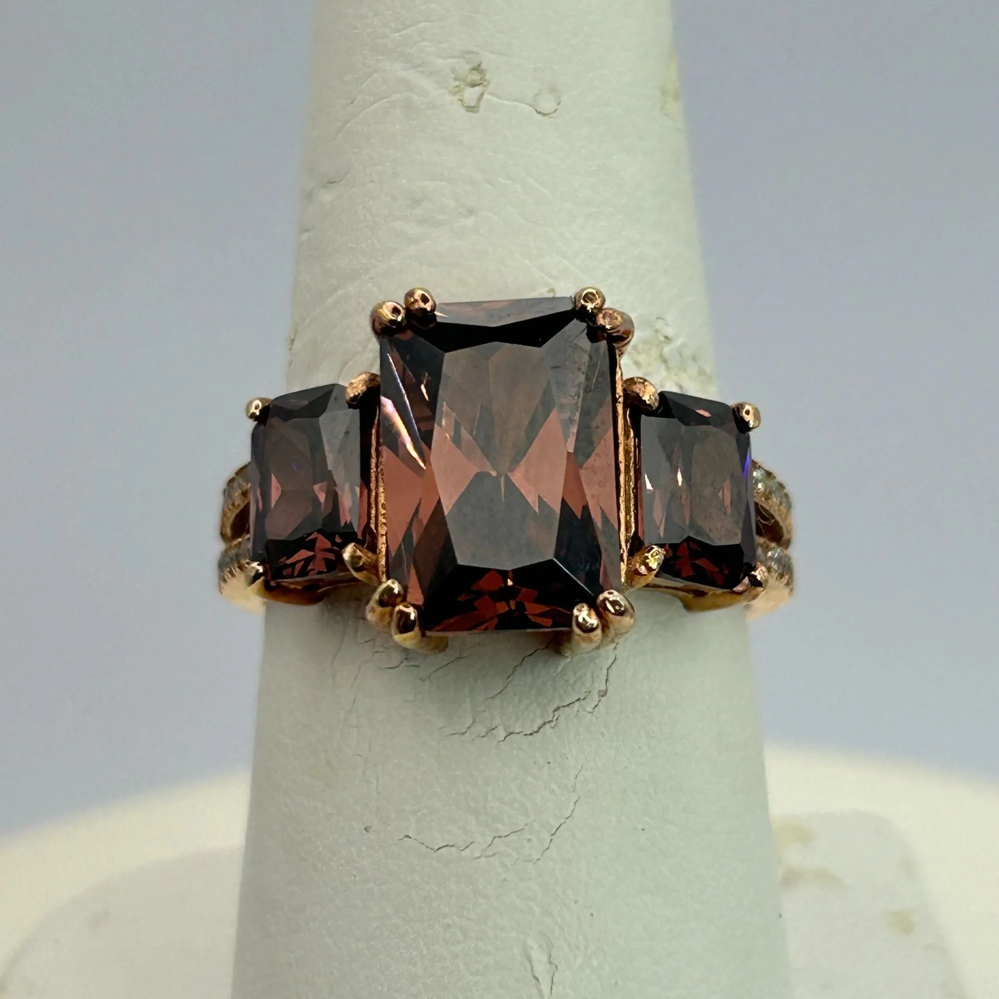Blush And White Cubic Zirconia 18k Rose Gold Over Silver Ring 9.75ctw SIZE 8